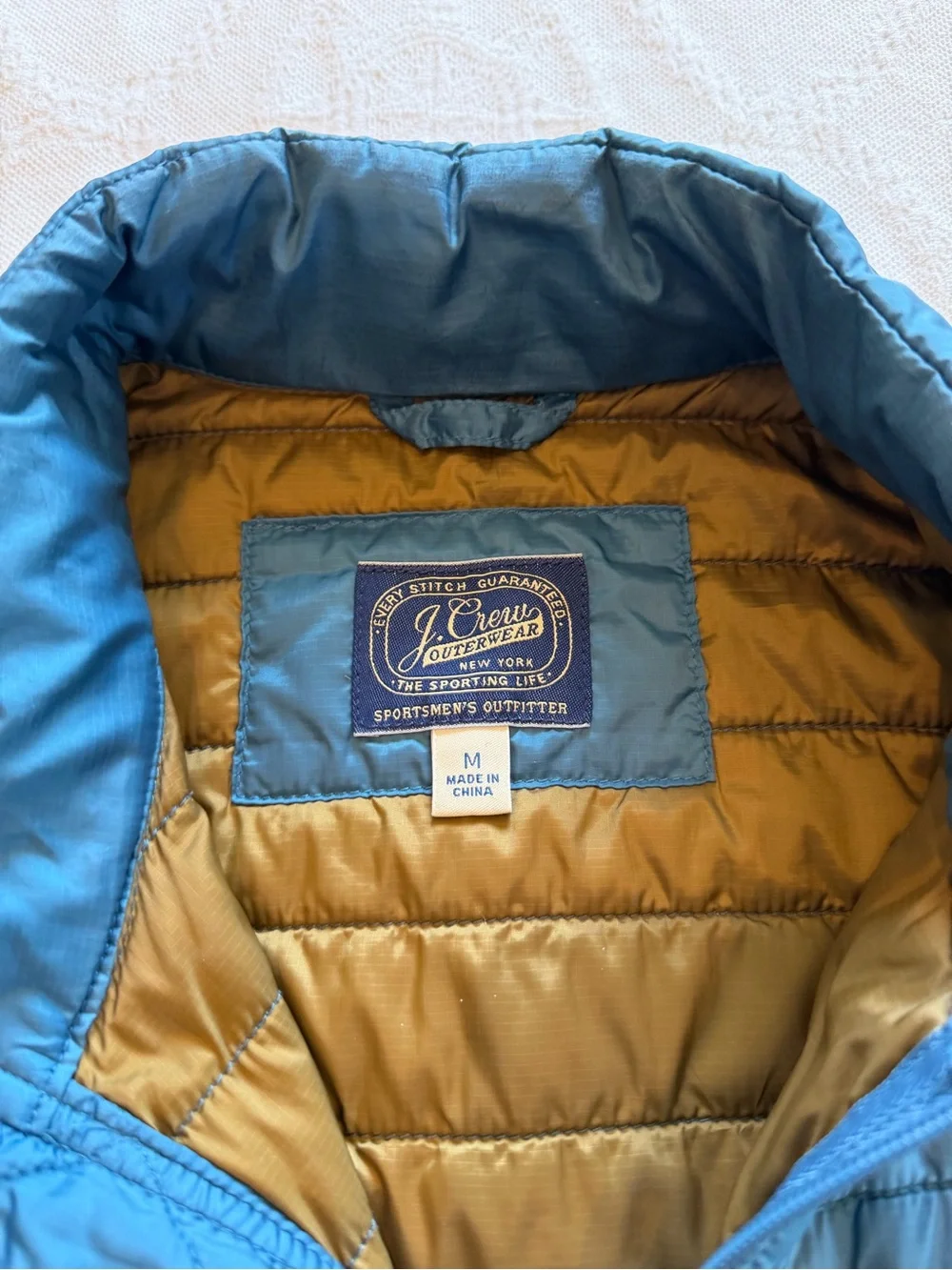 J. Crew Teal Quilted Packable Vest with Tan Lining